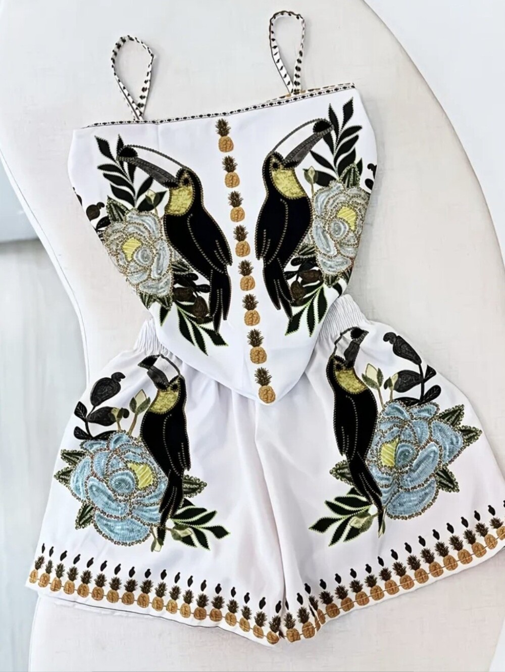 Elegant Sexy Vacation Style Cami Top And Printed Shorts WomenS Set Women'S Summe